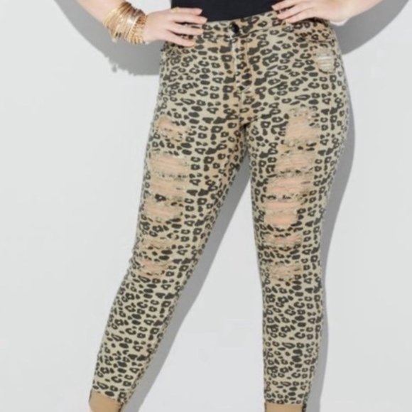 Loralette Skinny Jeans Animal Print Cheetah 22 - Picture 2 of 8